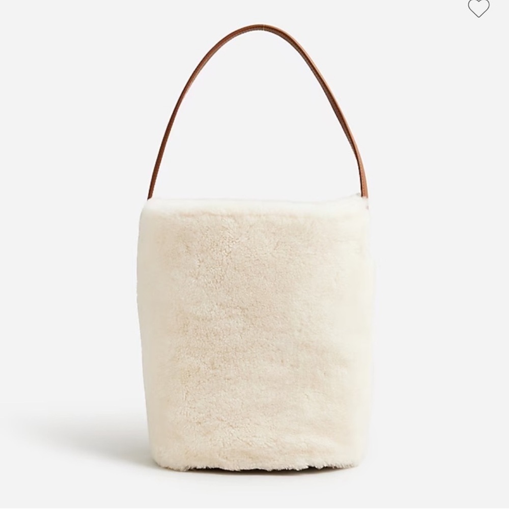 J. Crew Collection Bucket Bag in Leather and Shearling Top Rated Cream BV893